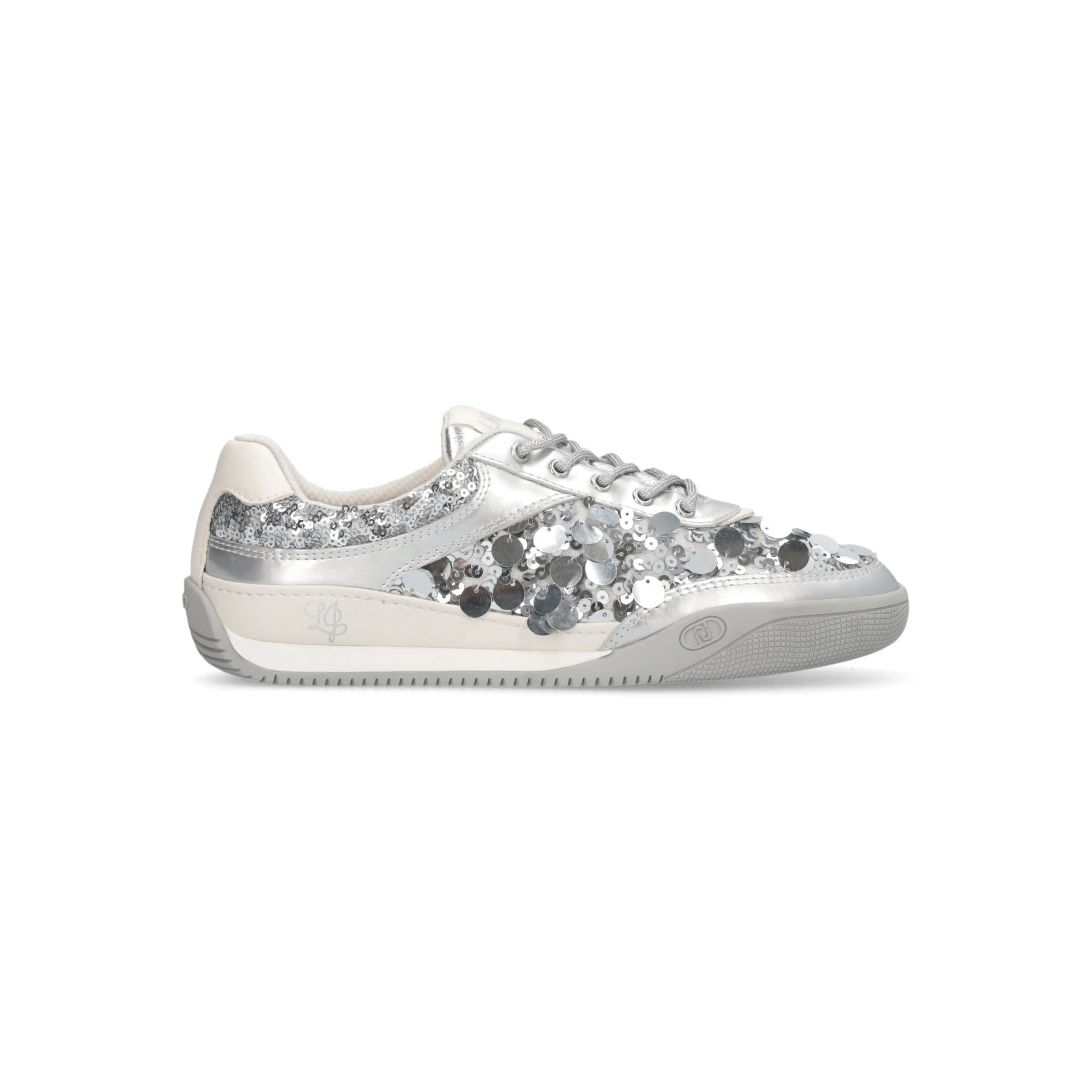 LIU JO Liu Jo Sneakers Donna Lewis 04 con Maxi Paillettes e Lacci in Lurex Suola Bicolor Argento - 6