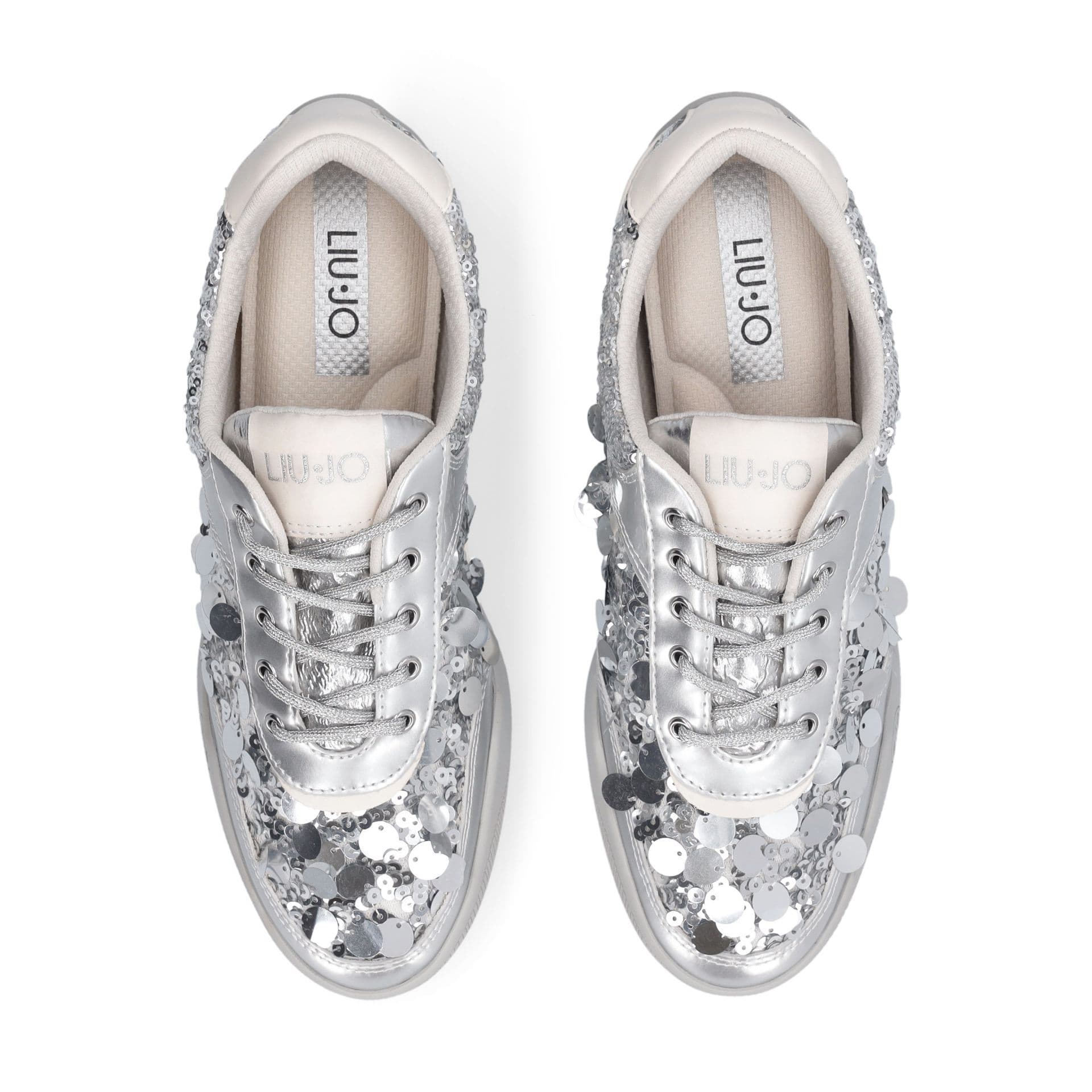LIU JO Liu Jo Sneakers Donna Lewis 04 con Maxi Paillettes e Lacci in Lurex Suola Bicolor Argento - 4