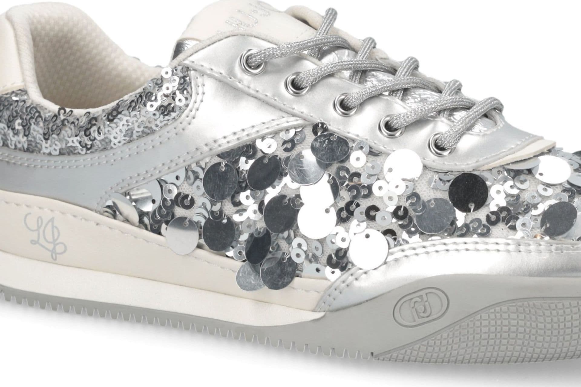LIU JO Liu Jo Sneakers Donna Lewis 04 con Maxi Paillettes e Lacci in Lurex Suola Bicolor Argento - 5