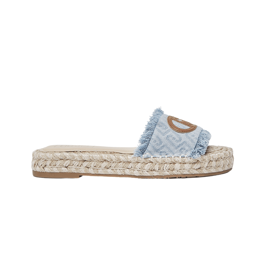 LIU JO Liu Jo Ciabatte Donna Paros 01 Espadrillas in Denim Jacquard con Maxi Logo Monogram Azzurro - 6