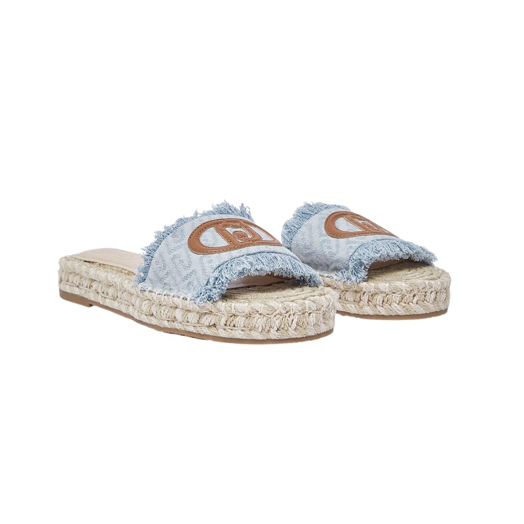 LIU JO Liu Jo Ciabatte Donna Paros 01 Espadrillas in Denim Jacquard con Maxi Logo Monogram Azzurro - 2