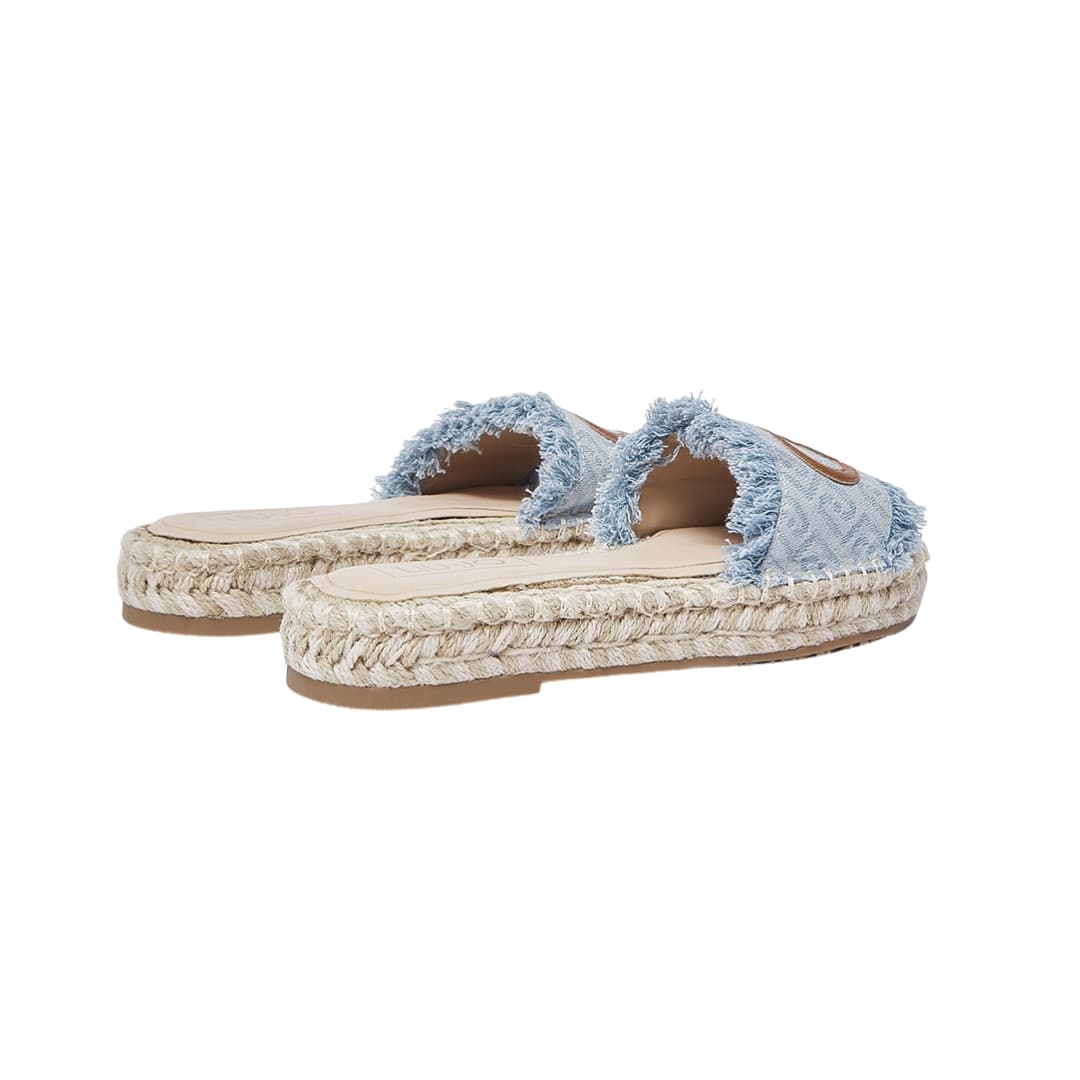 LIU JO Liu Jo Ciabatte Donna Paros 01 Espadrillas in Denim Jacquard con Maxi Logo Monogram Azzurro - 3