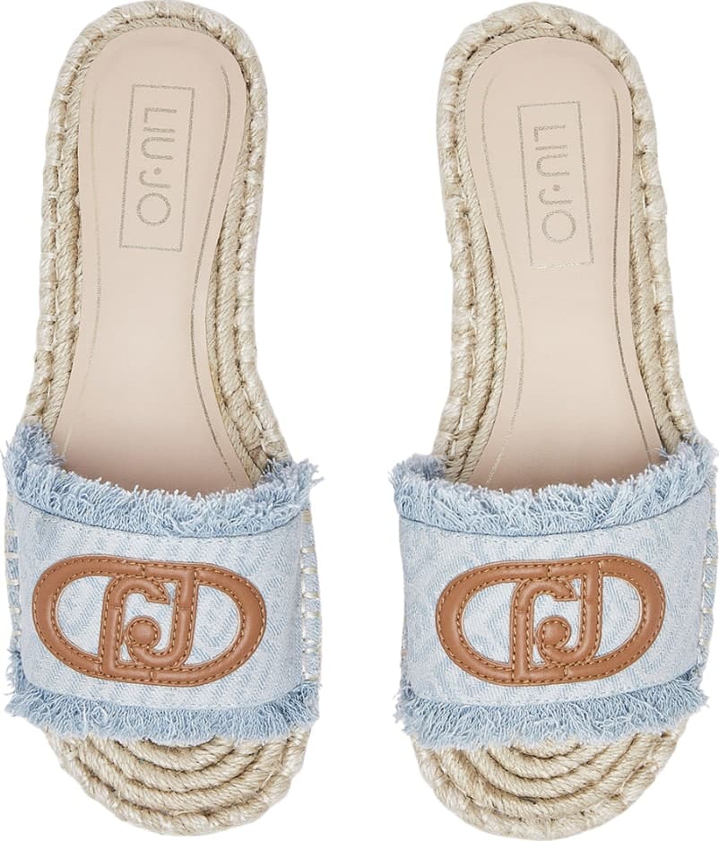 LIU JO Liu Jo Ciabatte Donna Paros 01 Espadrillas in Denim Jacquard con Maxi Logo Monogram Azzurro - 4