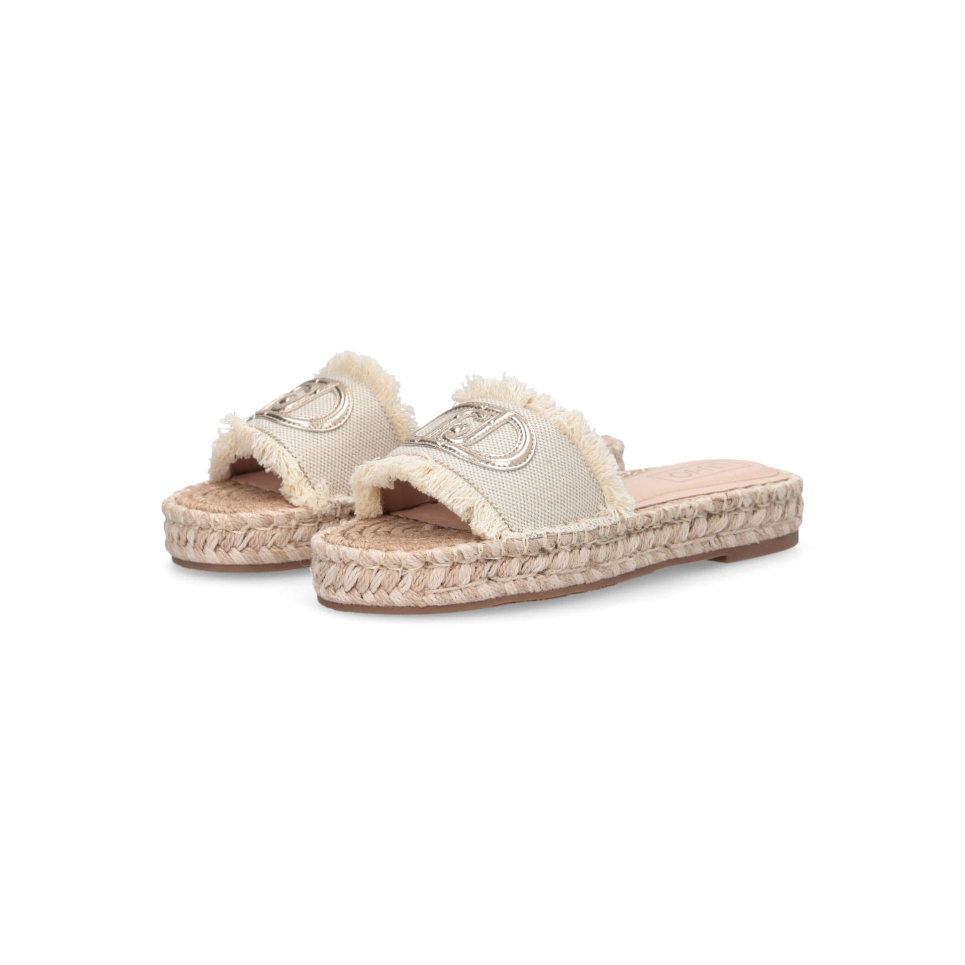 LIU JO Liu Jo Ciabatte Donna Paros 01 Espadrillas in Canvas con Maxi Logo Monogram Bianche - 2