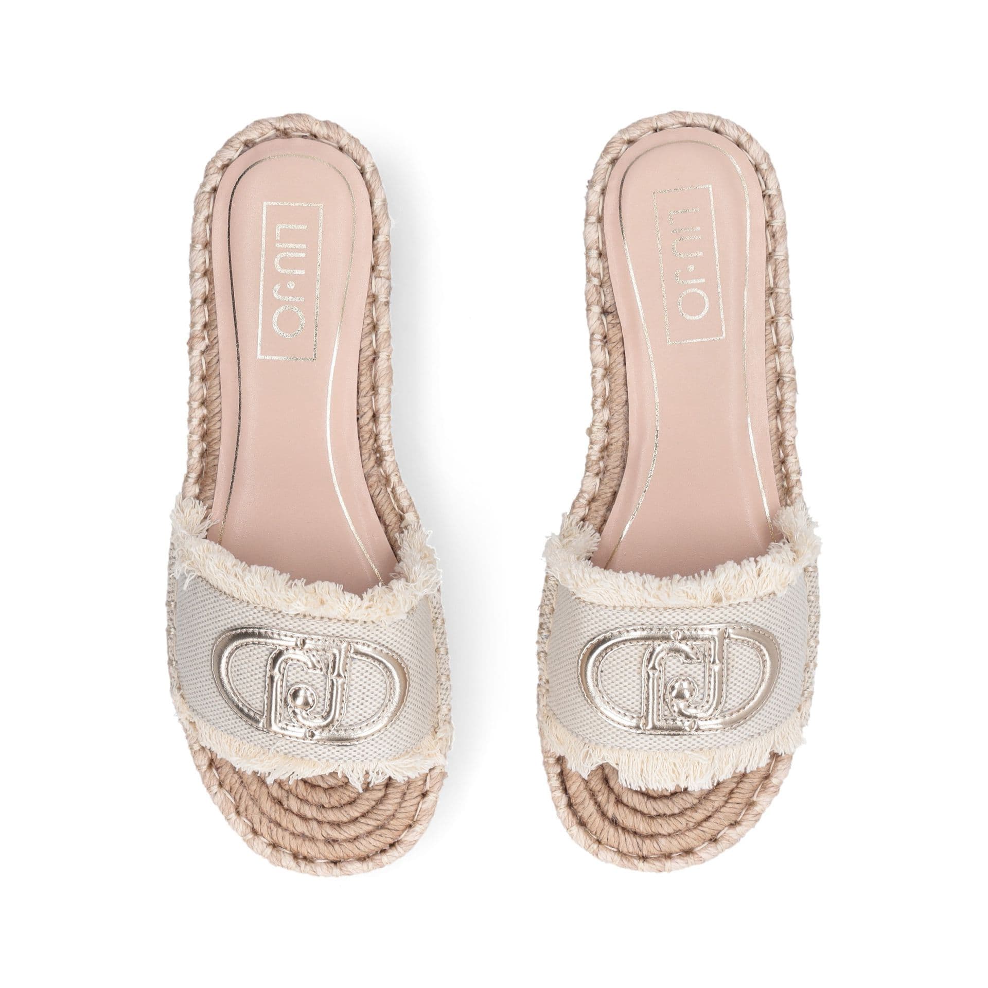 LIU JO Liu Jo Ciabatte Donna Paros 01 Espadrillas in Canvas con Maxi Logo Monogram Bianche - 4