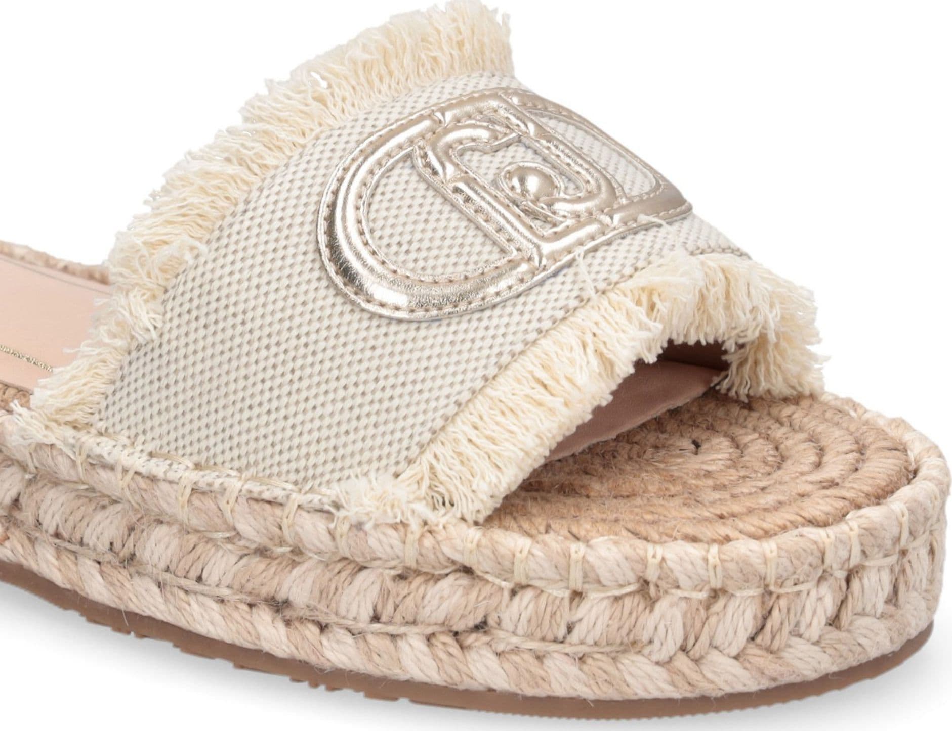 LIU JO Liu Jo Ciabatte Donna Paros 01 Espadrillas in Canvas con Maxi Logo Monogram Bianche - 5