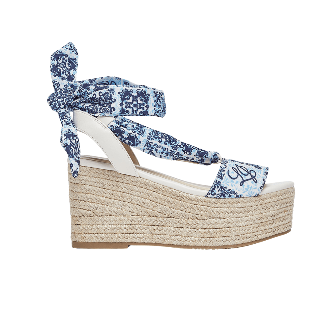 LIU JO Liu Jo Sandali Espadrillas Donna Bali 03 con Zeppa in Corda e Foulard Stampato Capri Blu - 7