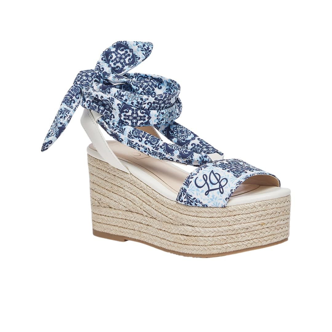 LIU JO Liu Jo Sandali Espadrillas Donna Bali 03 con Zeppa in Corda e Foulard Stampato Capri Blu - 2