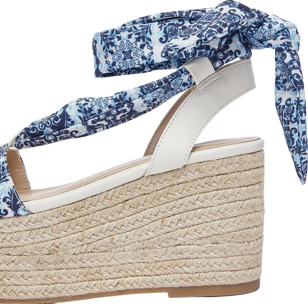 LIU JO Liu Jo Sandali Espadrillas Donna Bali 03 con Zeppa in Corda e Foulard Stampato Capri Blu - 6