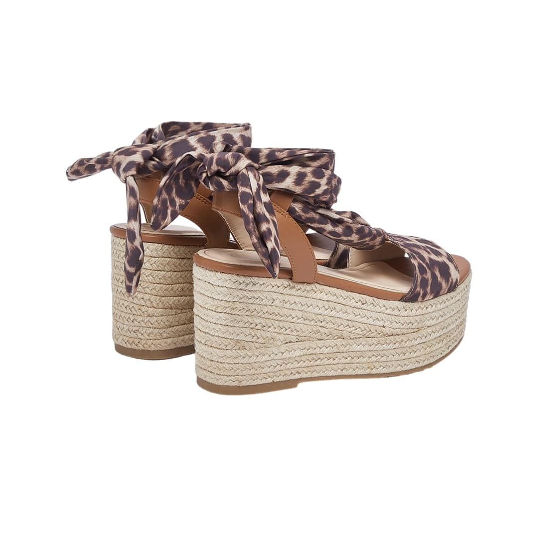 LIU JO Liu Jo Sandali Espadrillas Donna Bali 03 con Zeppa in Corda e Foulard Animalier Leopardato - 3