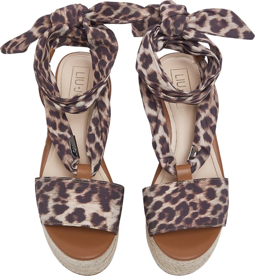 LIU JO Liu Jo Sandali Espadrillas Donna Bali 03 con Zeppa in Corda e Foulard Animalier Leopardato - 4