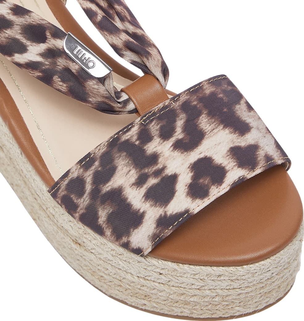 LIU JO Liu Jo Sandali Espadrillas Donna Bali 03 con Zeppa in Corda e Foulard Animalier Leopardato - 5