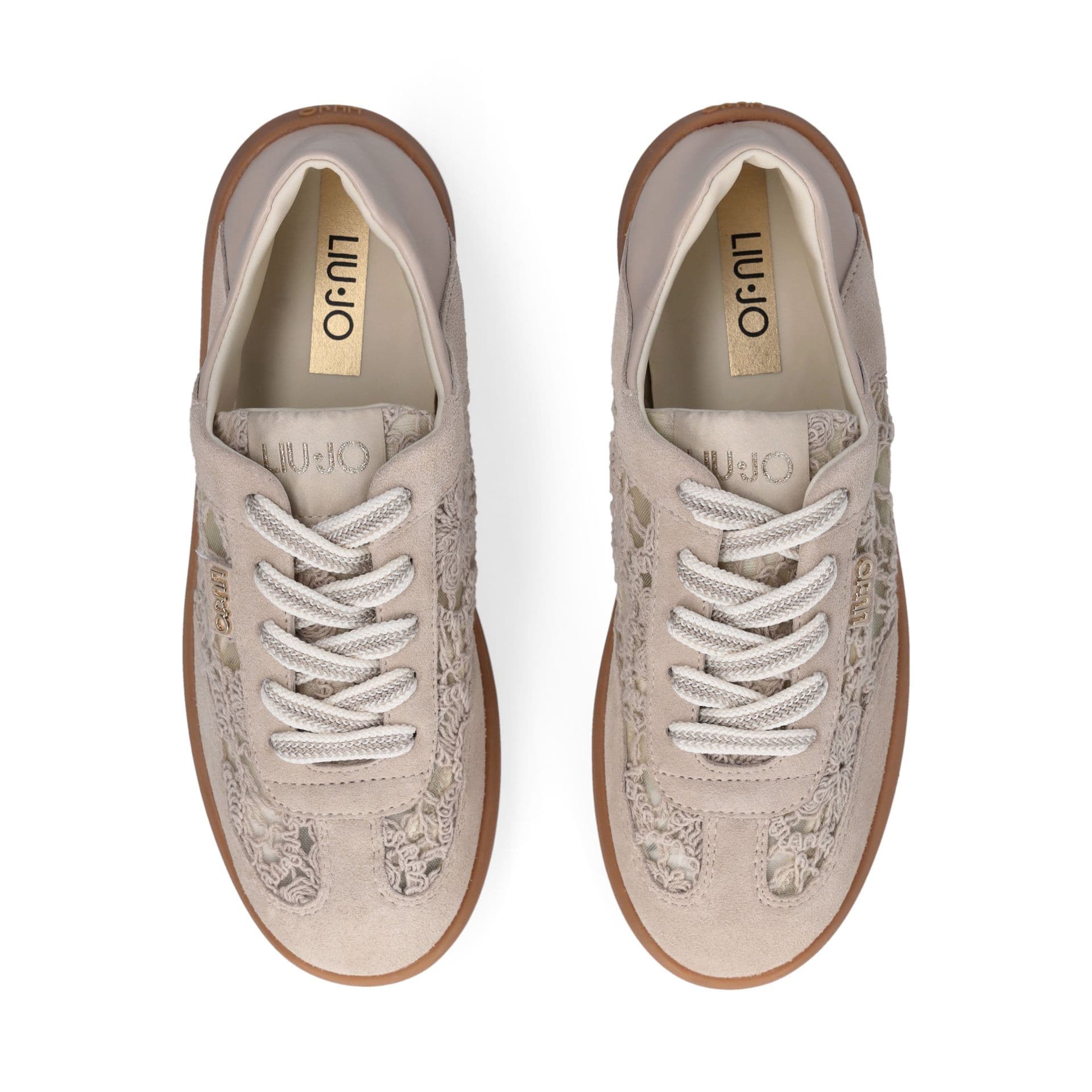 LIU JO Liu Jo Sneakers Donna Connor 03 in Suede con Ricamo Macrame e Suola in Gomma Beige - 4