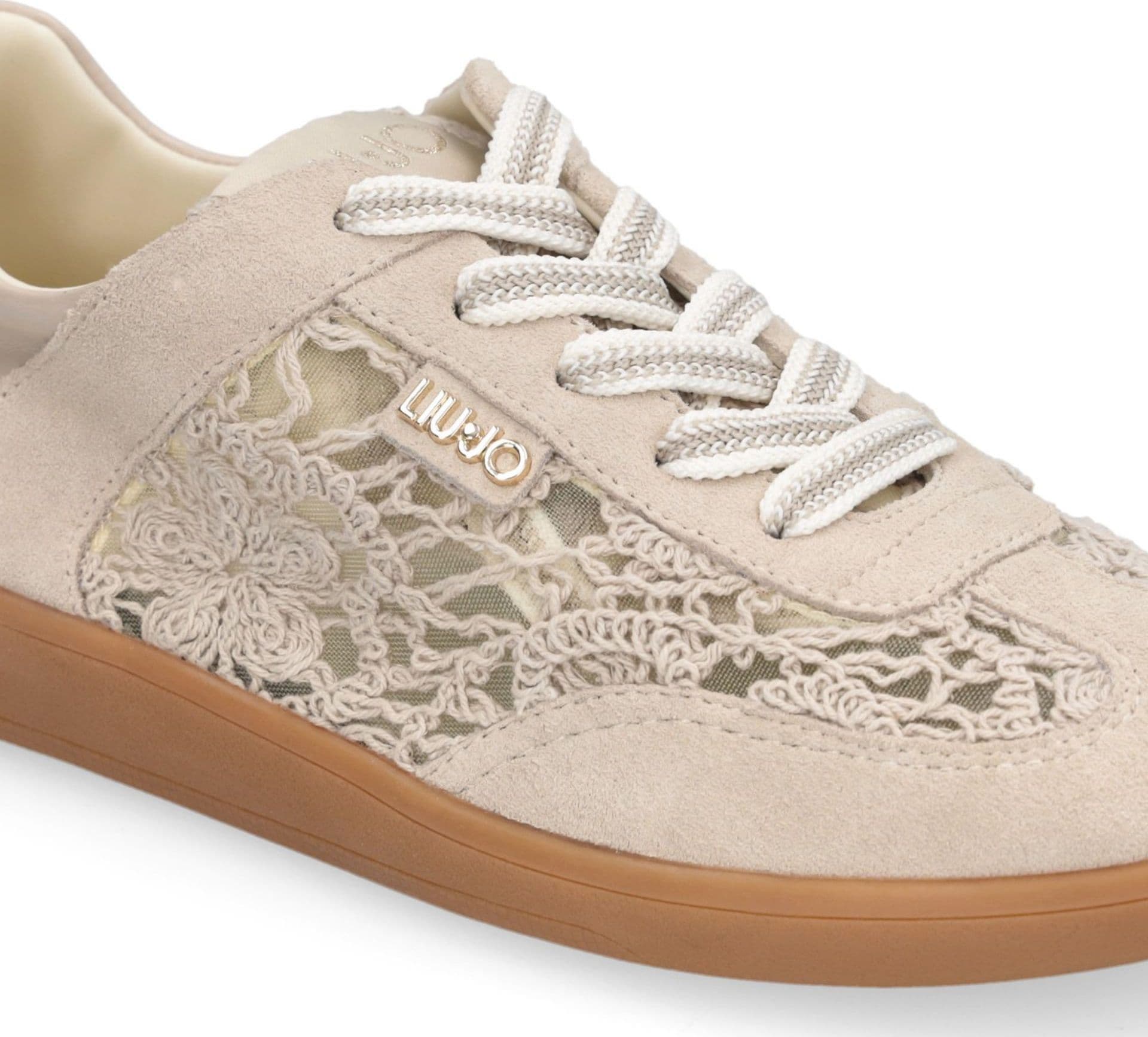 LIU JO Liu Jo Sneakers Donna Connor 03 in Suede con Ricamo Macrame e Suola in Gomma Beige - 5