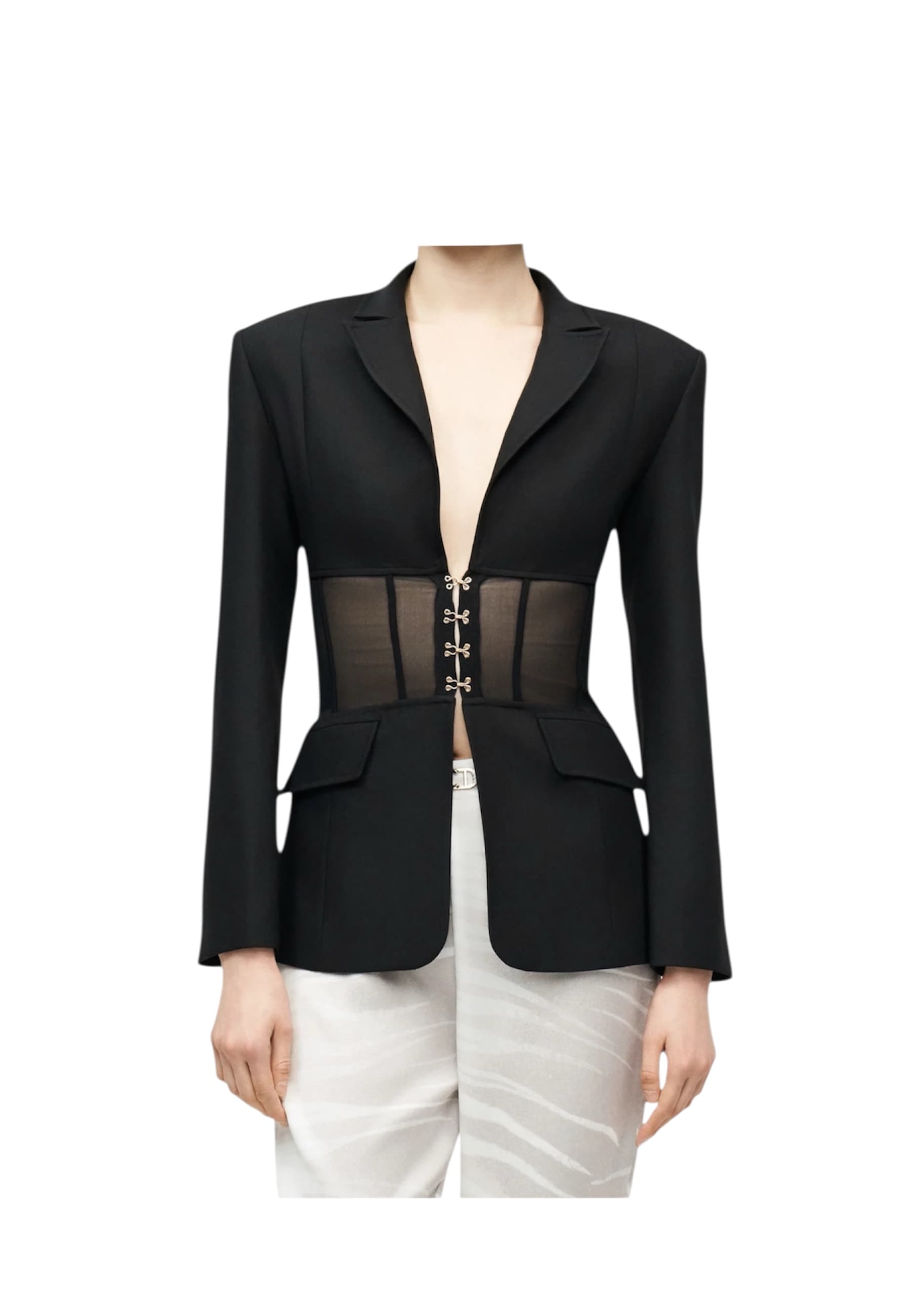 JUST CAVALLI Giacca sfiancata a bustino Donna  con trasparenza - 3