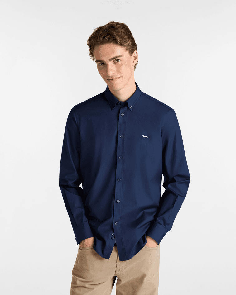 Harmont&amp;blaine camicia essentials cotone uomo blu scuro - 5