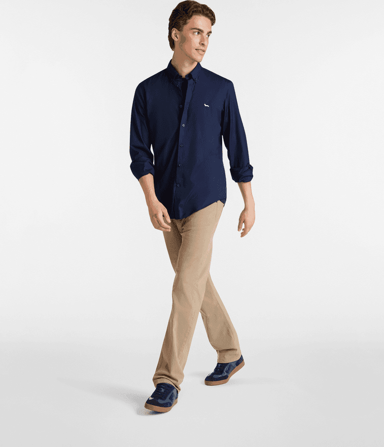 Harmont&amp;blaine camicia essentials cotone uomo blu scuro - 3