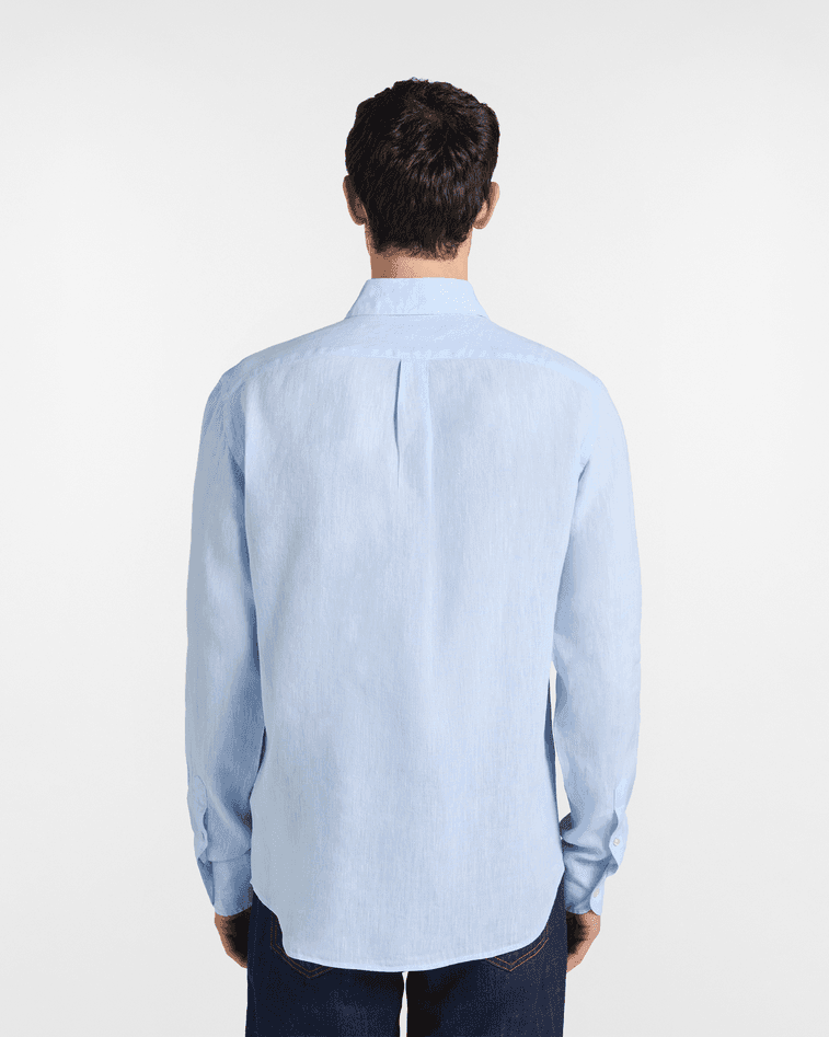 Harmont&amp;blaine camicia in puro lino regular fit uomo celeste - 4