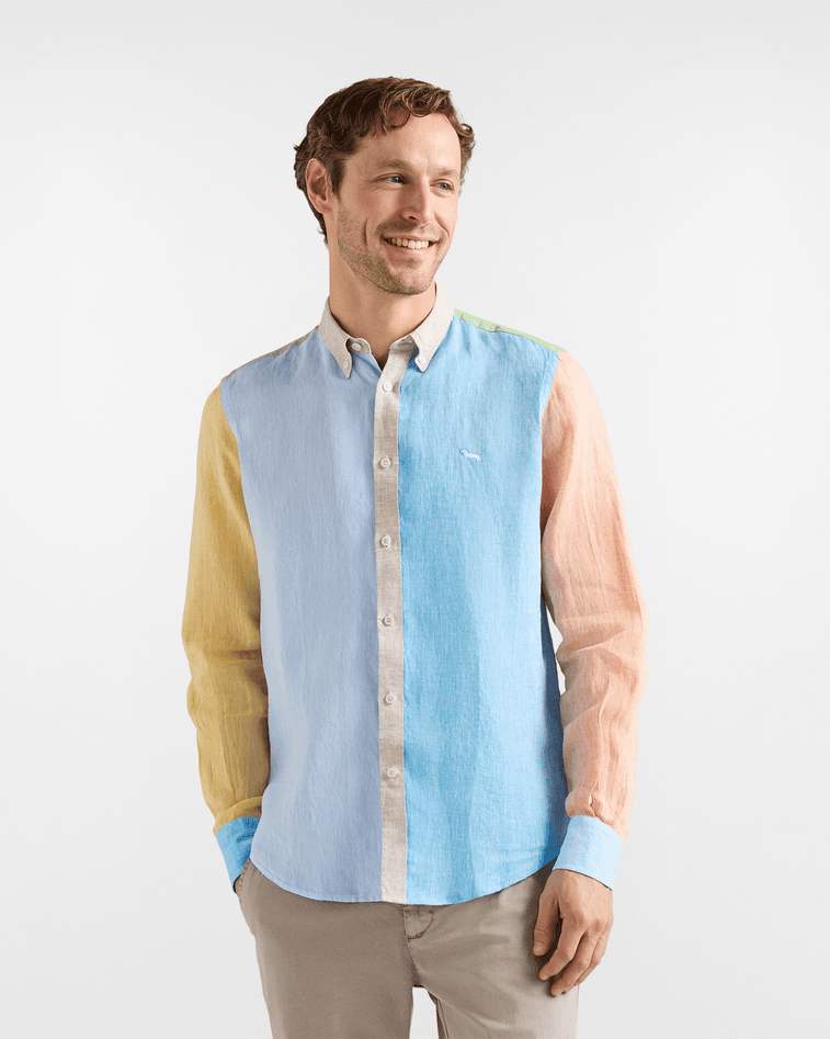 Harmont&amp;blaine camicia otto tessuti piazzetta uomo celeste - 5