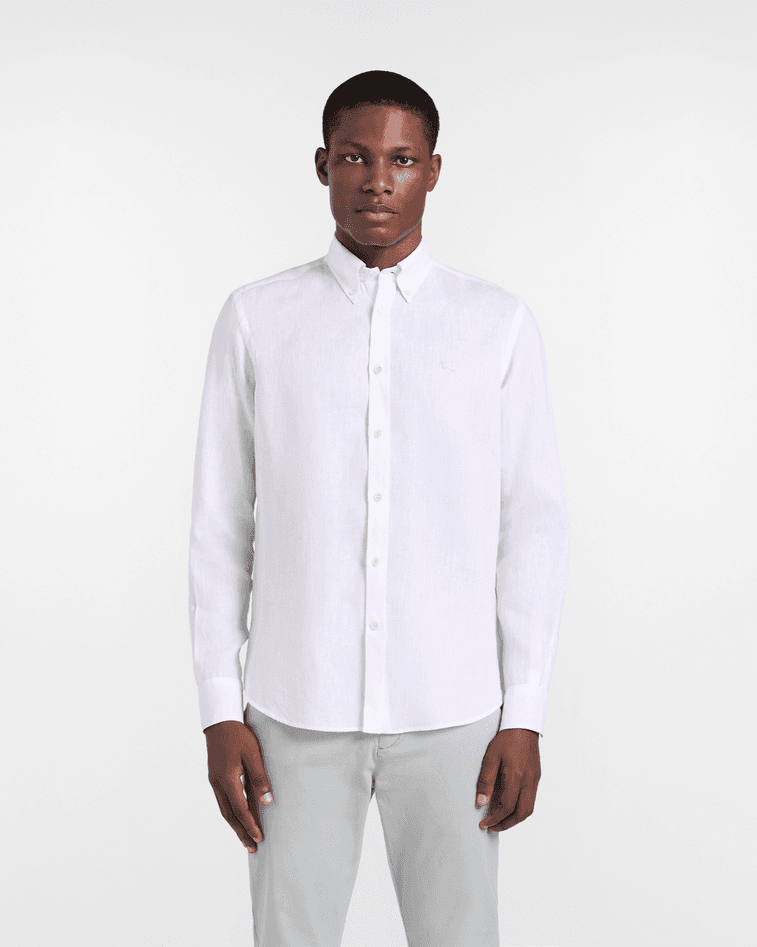 Harmont&amp;blaine camicia in puro lino regular fit uomo bianco - 5