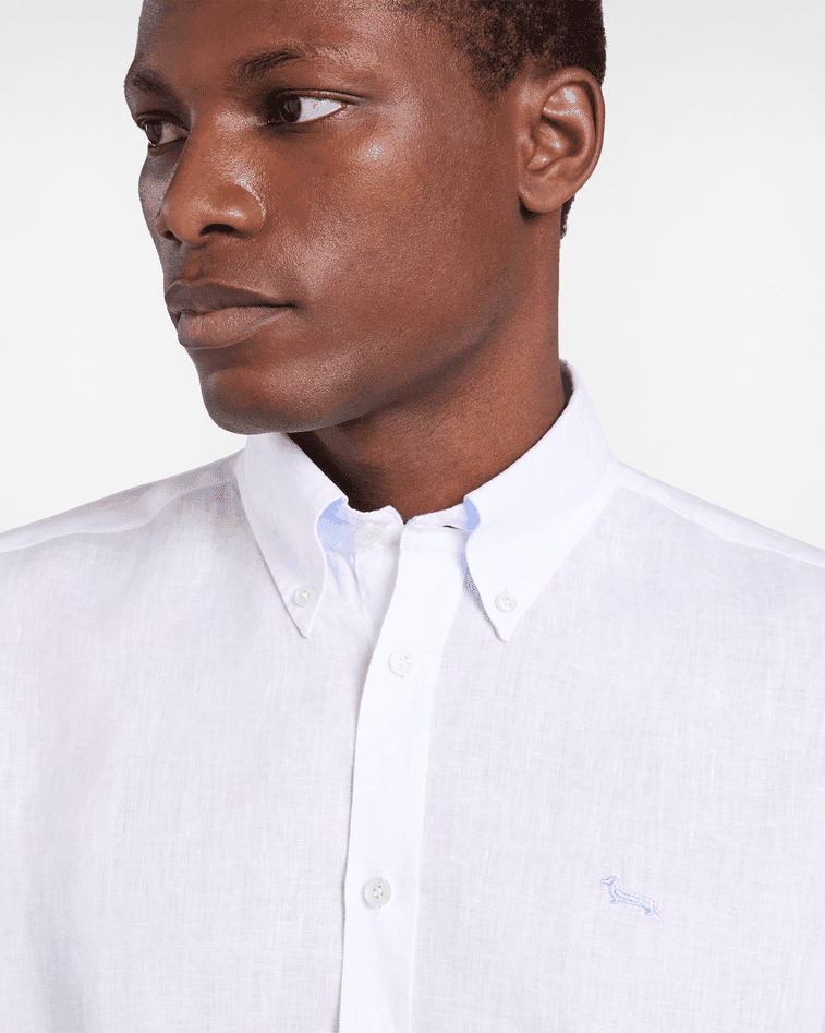 Harmont&amp;blaine camicia in puro lino regular fit uomo bianco - 2