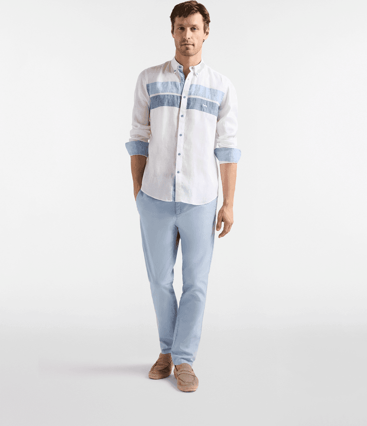 Harmont&amp;blaine camicia in lino con fasce a contrasto uomo bianco - 3