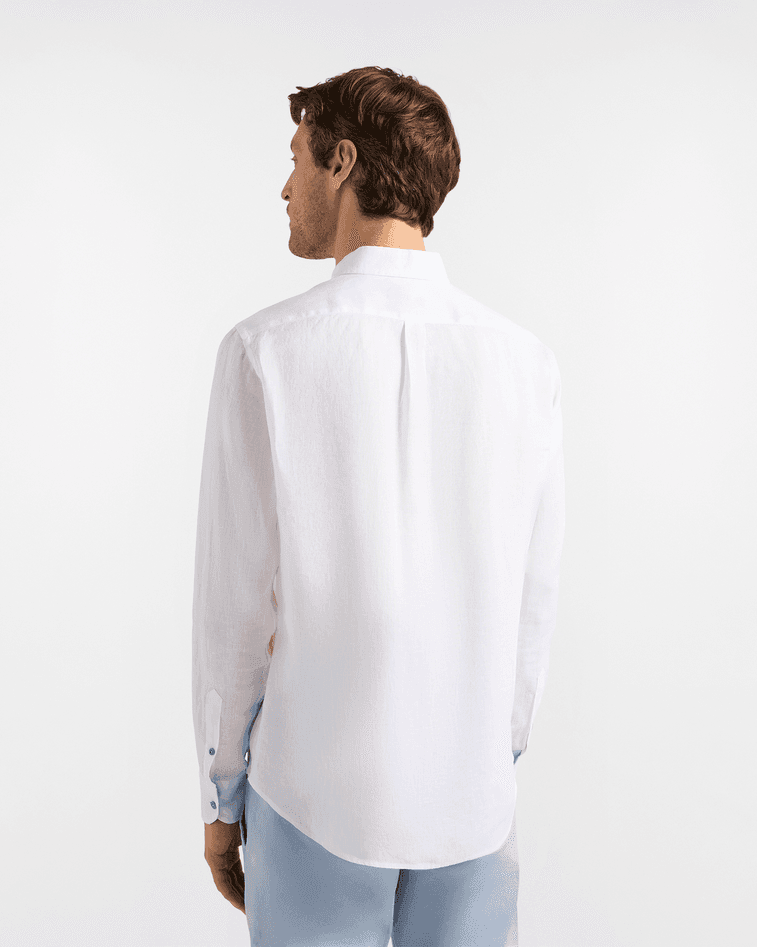 Harmont&amp;blaine camicia in lino con fasce a contrasto uomo bianco - 4