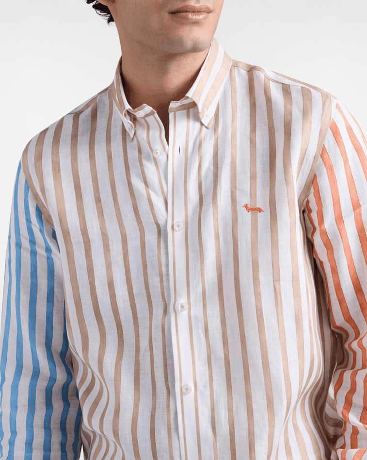 Harmont&amp;blaine camicia a righe con stampa degrade uomo gold shine - 2
