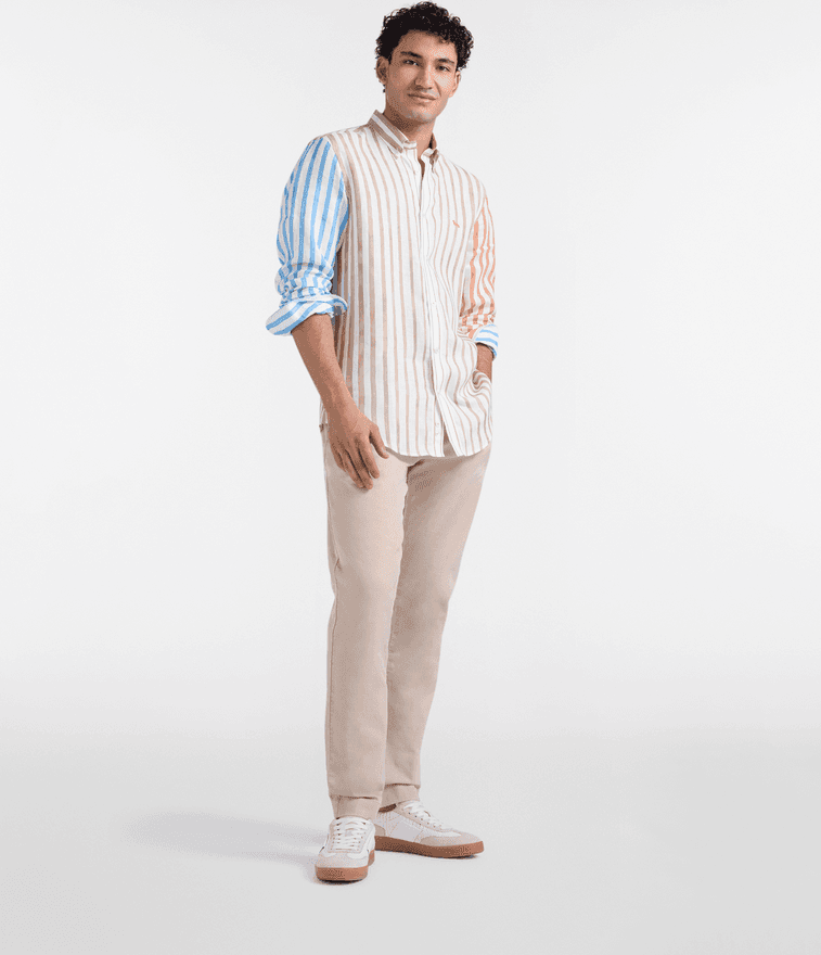 Harmont&amp;blaine camicia a righe con stampa degrade uomo gold shine - 3