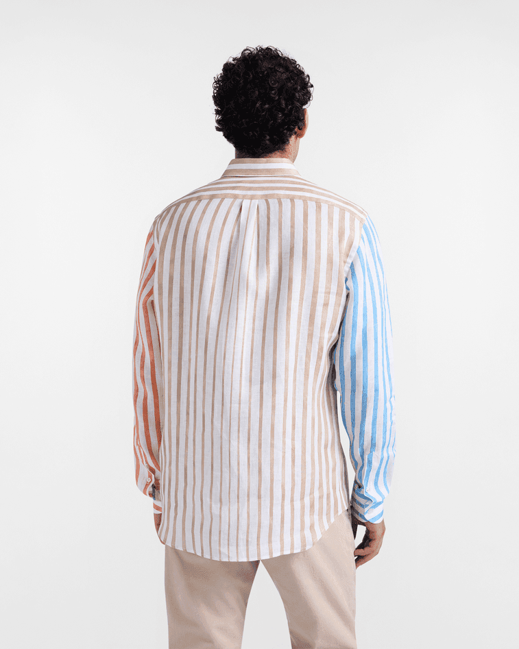 Harmont&amp;blaine camicia a righe con stampa degrade uomo gold shine - 4