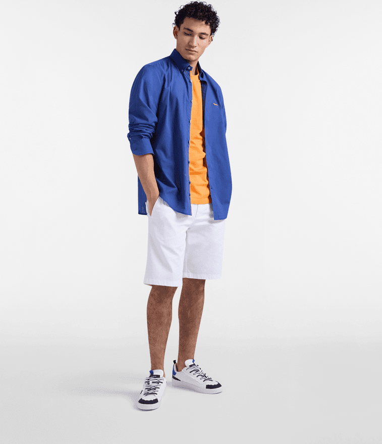 Harmont&amp;blaine camicia tinta unita con piping uomo blu - 2