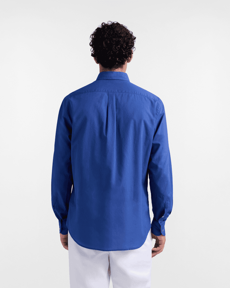Harmont&amp;blaine camicia tinta unita con piping uomo blu - 4
