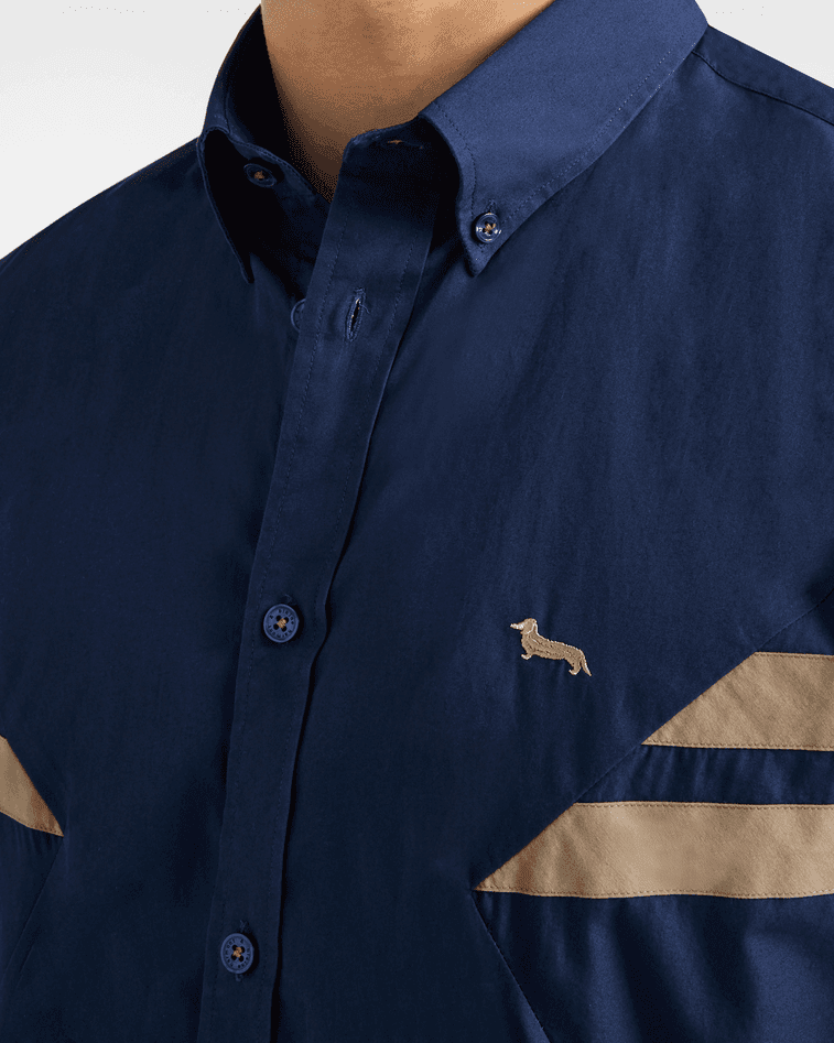Harmont&amp;blaine camicia con fasce a contrasto uomo blu scuro - 2
