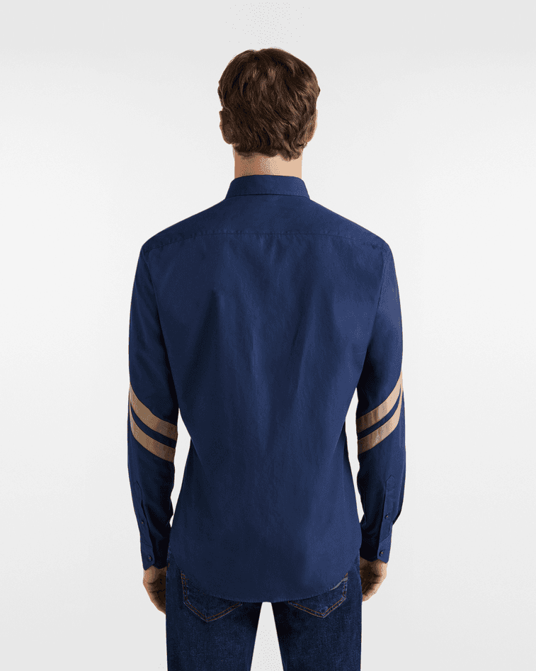 Harmont&amp;blaine camicia con fasce a contrasto uomo blu scuro - 4