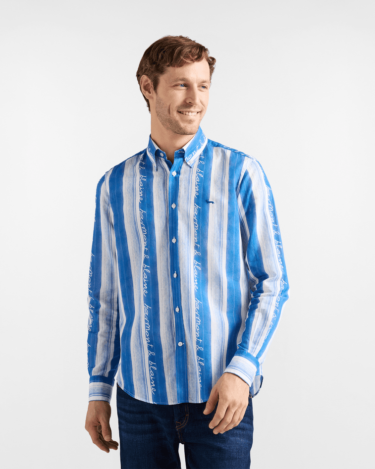 Harmont&amp;blaine camicia con righe e lettering uomo quarzo - 5