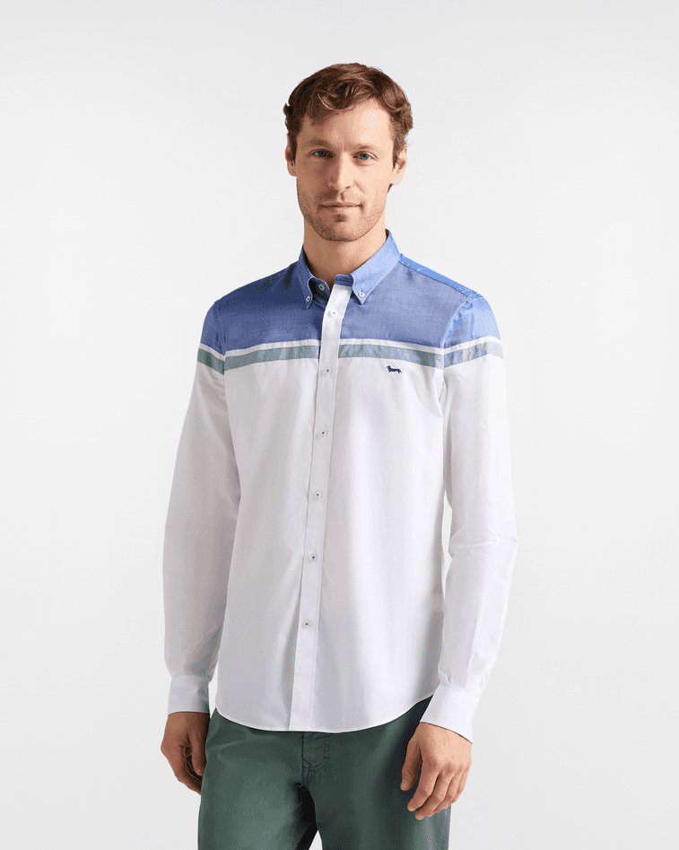 Harmont&amp;blaine camicia con contrasti regular fit uomo bianco - 5