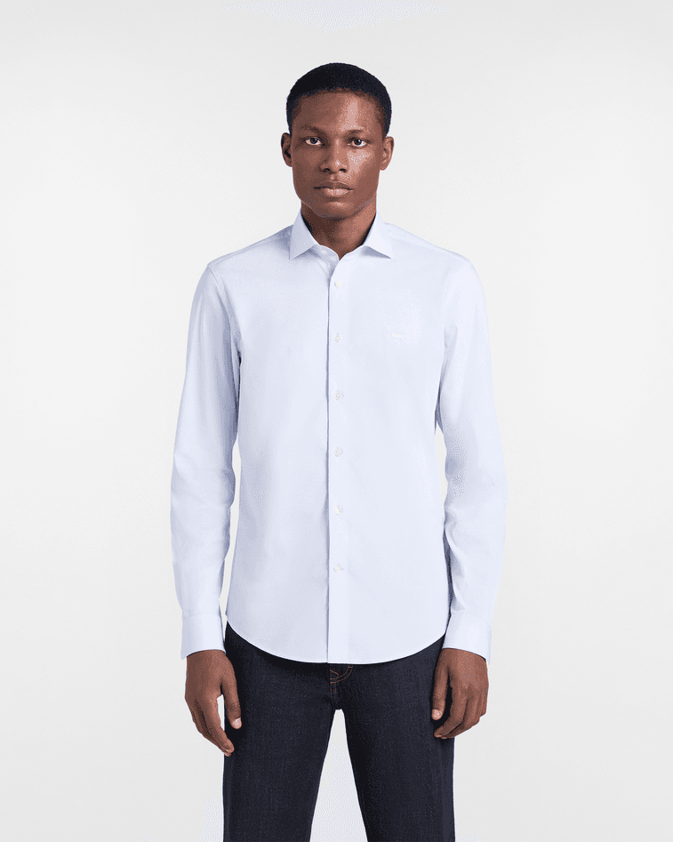 Harmont&amp;blaine camicia in popeline stretch uomo celeste - 5
