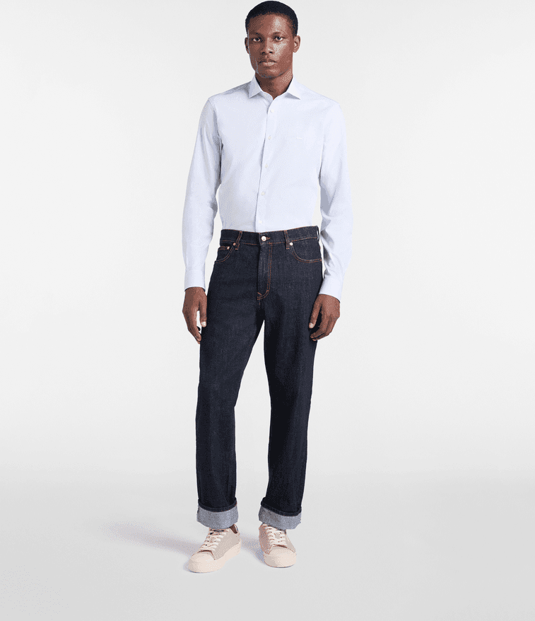 Harmont&amp;blaine camicia in popeline stretch uomo celeste - 2