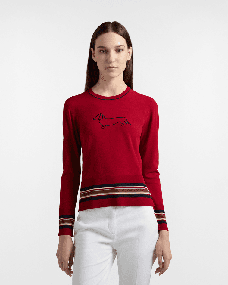 Harmont&amp;blaine maglia girocollo con maxi bassotto donna porpora - 5