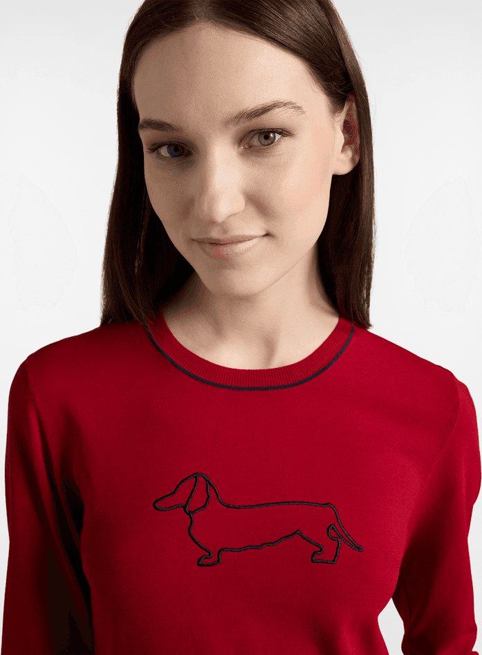 Harmont&amp;blaine maglia girocollo con maxi bassotto donna porpora - 2