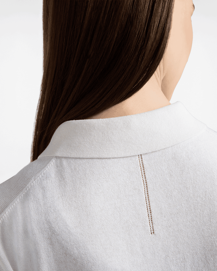Harmont&amp;blaine polo smanicata in misto seta donna bianco - 4