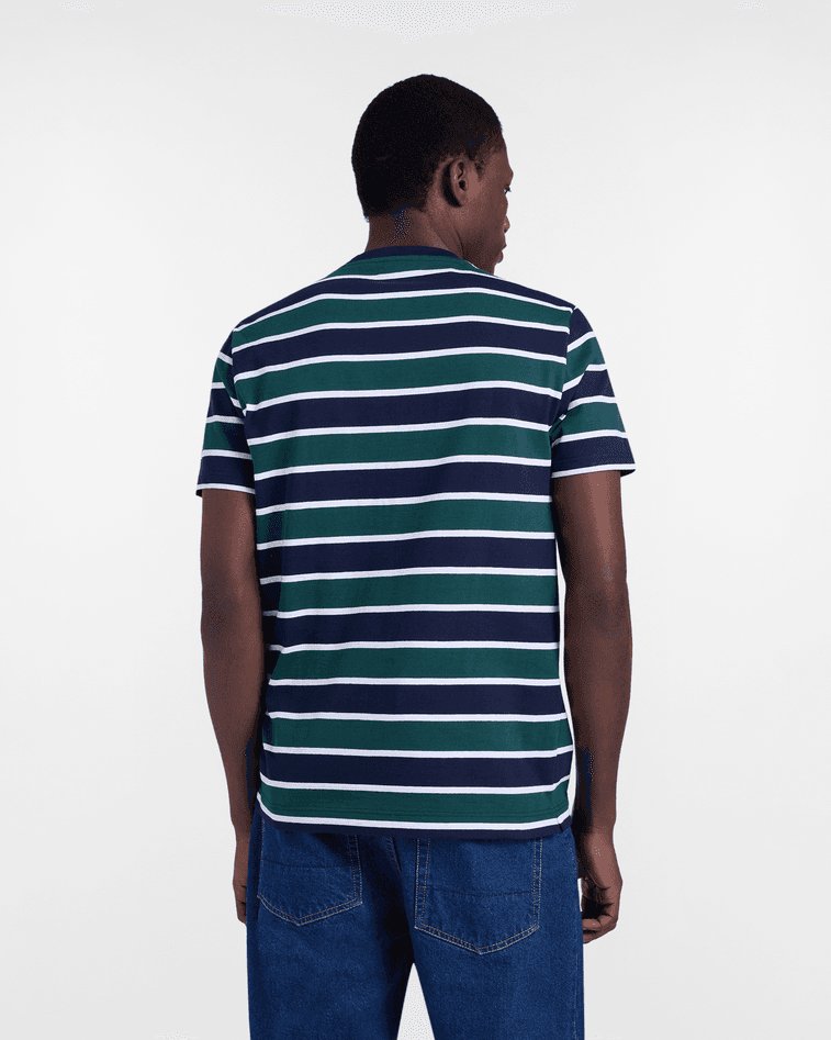 Harmont&amp;blaine t-shirt con righe e ricamo logo uomo blu navy - 4