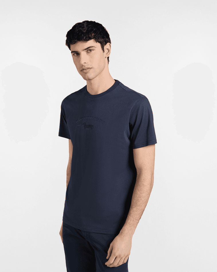 Harmont&amp;blaine t-shirt logo vintage uomo blu - 5