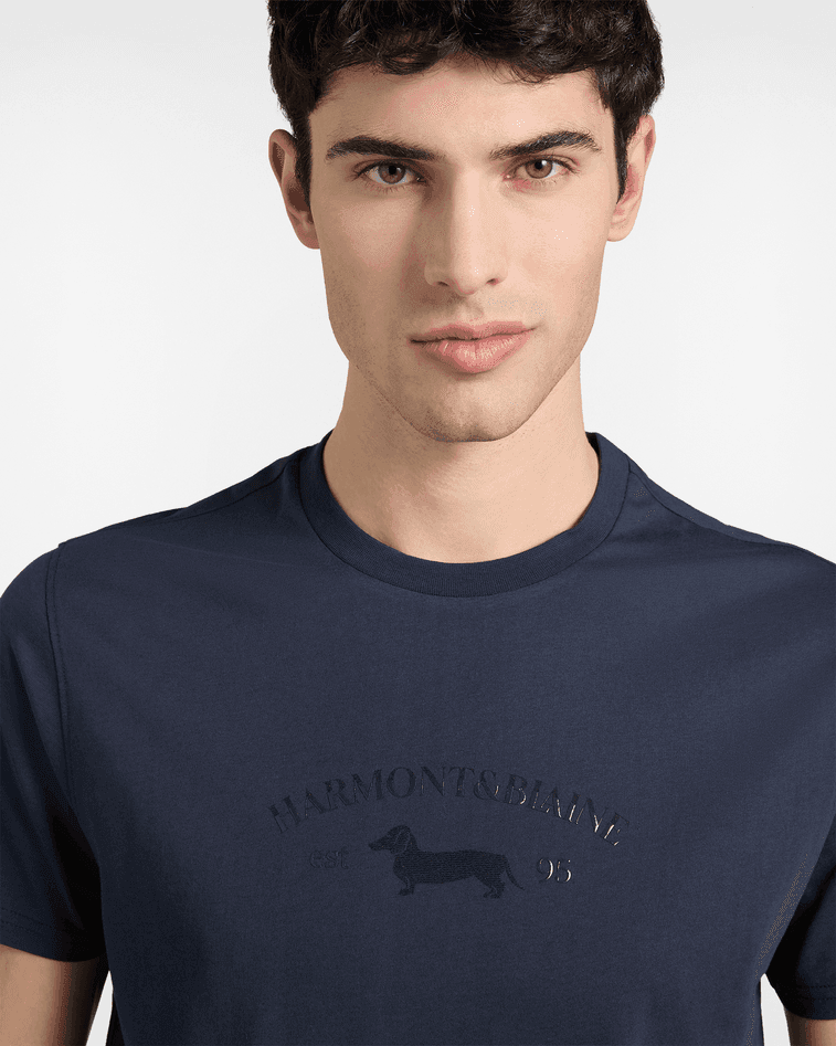 Harmont&amp;blaine t-shirt logo vintage uomo blu - 3