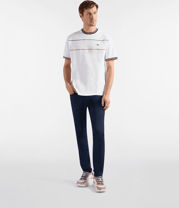 Harmont&amp;blaine t-shirt relaxed con piping uomo bianco - 2