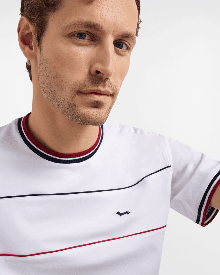 Harmont&amp;blaine t-shirt relaxed con piping uomo bianco - 3