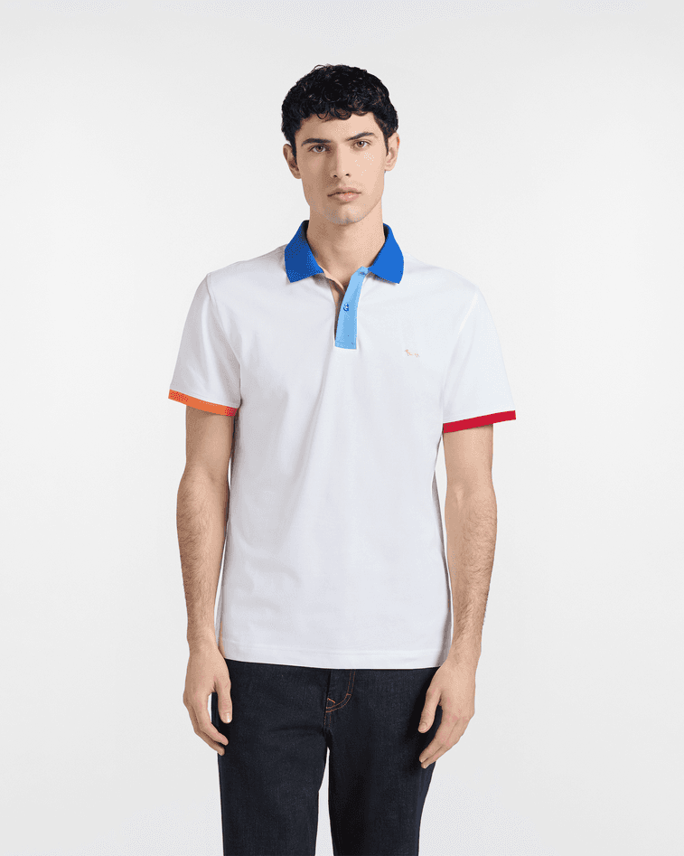 Harmont&amp;blaine polo con collo ed orli a contrasto uomo bianco - 5