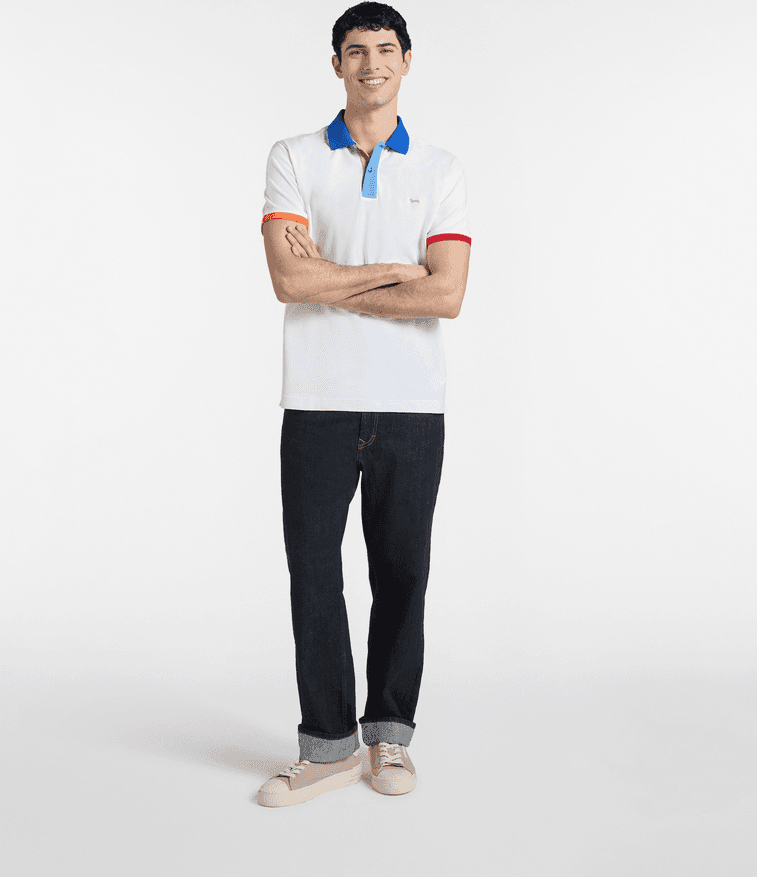 Harmont&amp;blaine polo con collo ed orli a contrasto uomo bianco - 2