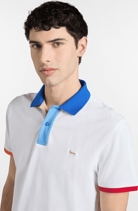 Harmont&amp;blaine polo con collo ed orli a contrasto uomo bianco - 3