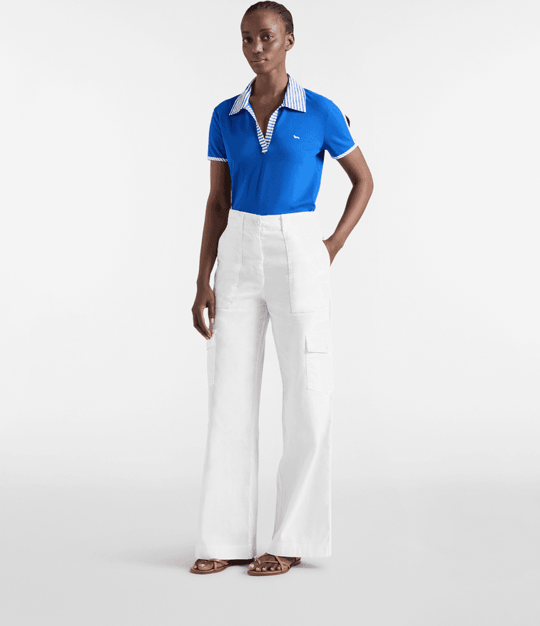 Harmont&amp;blaine polo con dettagli a righe sorbetto donna blu - 2